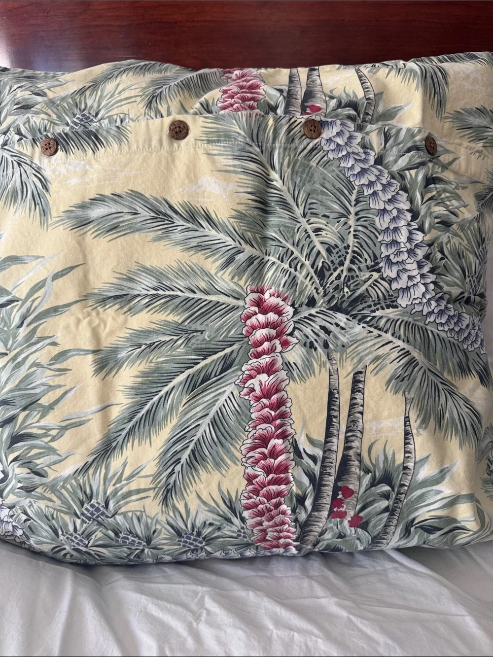 Tommy Bahama set of 3 Decorative Tropical Palm Euro sham cover in Yellow.